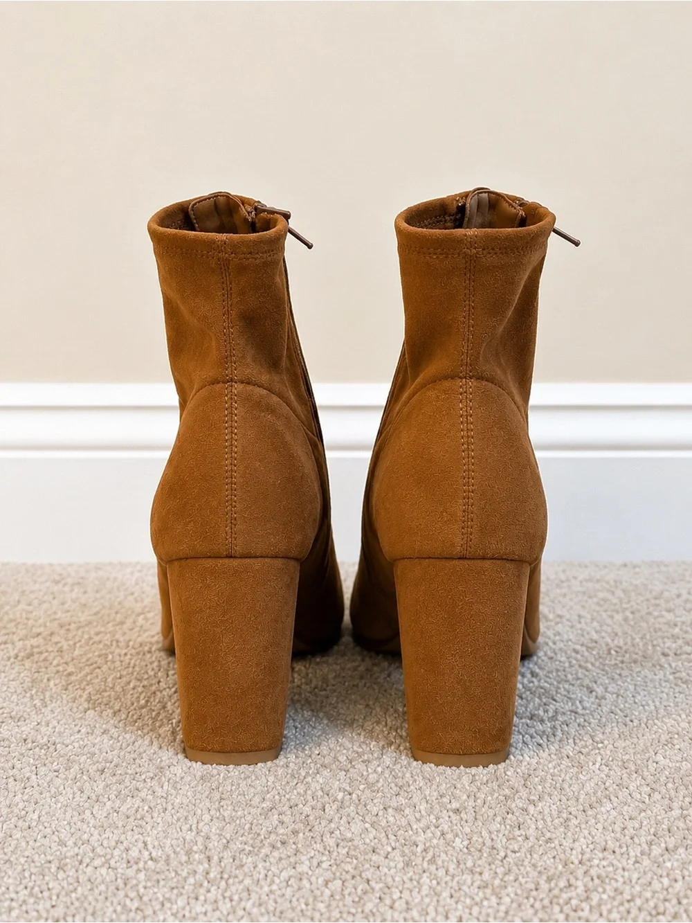 Express Women's Suede Ankle Booties in Cognac